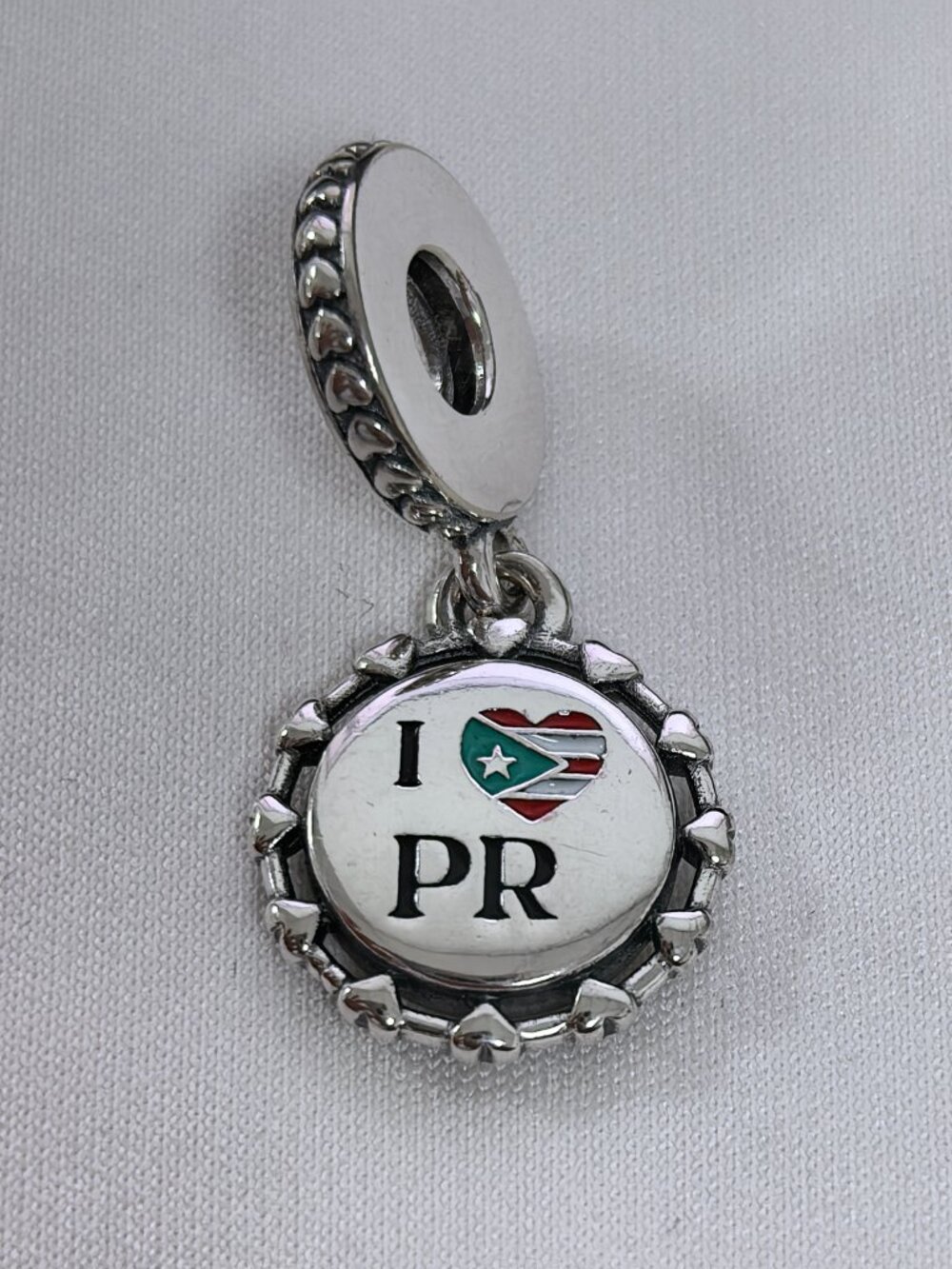 Pandora I love the flag of Puerto Rico Exclusive Charm, S925 Silver Jewelry